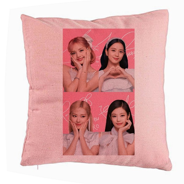 Perna Decorativa BlackPink, Model 15, 40x40 cm, Roz, Husa Detasabila, Burduf 5 bsc0799 4