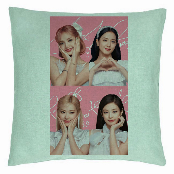 Perna Decorativa BlackPink, Model 15, 40x40 cm, Verde Menta, Husa Detasabila, Burduf 5 bsc0799 5