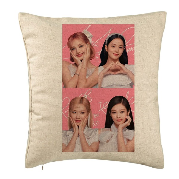 Perna Decorativa BlackPink, Model 15, 40x40 cm, Bej, Husa Detasabila, Burduf 5 bsc0799
