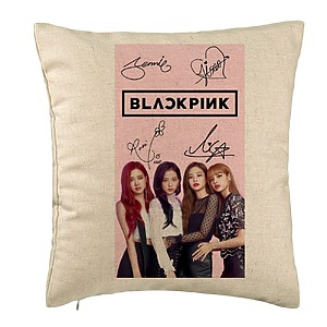 Perna Decorativa BlackPink, Model 16, 40x40 cm, Bej, Husa Detasabila, Burduf