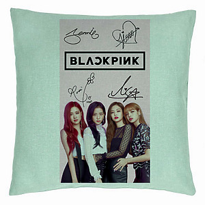 Perna Decorativa BlackPink, Model 16, 40x40 cm, Verde Menta, Husa Detasabila, Burduf