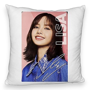 Perna Decorativa Fluffy BlackPink Lisa 2, 45×45 cm, Cu fermoar