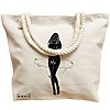 Geanta Canvas Tote pentru femei, model Silueta Feminina, 40x51 cm, Bej, BEKZ® 17 model Silueta Feminina