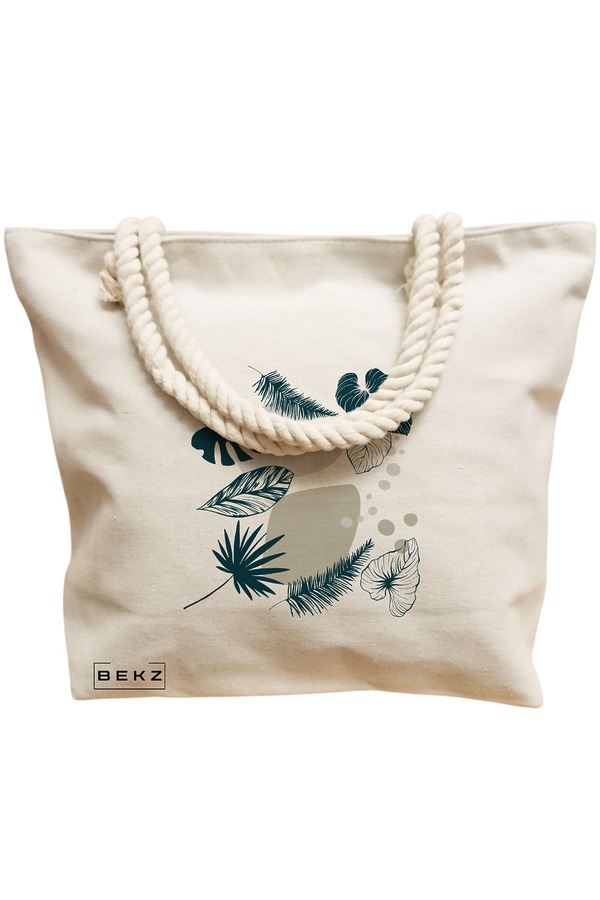 Geanta Canvas Tote pentru femei, model Design Botanic, 40x51 cm, Bej, BEKZ® 12 model Design Botanic