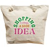 Geanta Canvas Tote pentru femei, model Shopping is always a good idea, 40x51 cm, Bej, BEKZ® 16 Geanta Canvas Tote pentru femei