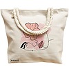 Geanta Canvas Tote pentru femei, model Floral Line, 40x51 cm, Bej, BEKZ® 17 model Floral Line
