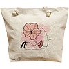 Geanta Canvas Tote pentru femei, model Floral Line, 40x51 cm, Bej, BEKZ® 16 Geanta Canvas Tote pentru femei