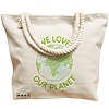Geanta Canvas Tote pentru femei, model We Love Our Planet, 40x51 cm, Bej, BEKZ® 17 model We Love Our Planet