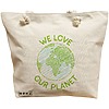 Geanta Canvas Tote pentru femei, model We Love Our Planet, 40x51 cm, Bej, BEKZ® 16 Geanta Canvas Tote pentru femei
