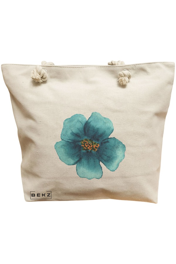 Geanta Canvas Tote pentru femei, model Floral Bejstru, 40x51 cm, Bej, BEKZ® 11 Geanta Canvas Tote pentru femei