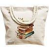 Geanta Canvas Tote pentru femei, model Pile of Books, 40x51 cm, Bej, BEKZ® 17 model Pile of Books