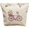 Geanta Canvas Tote pentru femei, model Spring on Two Wheels, 40x51 cm, Bej, BEKZ® 16 Geanta Canvas Tote pentru femei