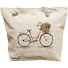 Geanta Canvas Tote pentru femei, model Pink Bicycle, 40x51 cm, Bej, BEKZ® 16 Geanta Canvas Tote pentru femei