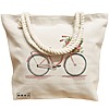 Geanta Canvas Tote pentru femei, model Pink Bicycle, 40x51 cm, Bej, BEKZ® 17 model Pink Bicycle