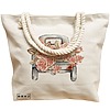 Geanta Canvas Tote pentru femei, model Pink Car, 40x51 cm, Bej, BEKZ® 17 model Pink Car