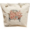 Geanta Canvas Tote pentru femei, model Pink Car, 40x51 cm, Bej, BEKZ® 16 Geanta Canvas Tote pentru femei