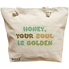 Geanta Canvas Tote pentru femei, model Golden Soul, 40x51 cm, Bej, BEKZ® 16 Geanta Canvas Tote pentru femei