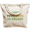 Geanta Canvas Tote pentru femei, model Golden Soul, 40x51 cm, Bej, BEKZ® 17 model Golden Soul