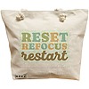 Geanta Canvas Tote pentru femei, model RESET REFOCUS RESTART, 40x51 cm, Bej, BEKZ® 16 Geanta Canvas Tote pentru femei