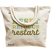 Geanta Canvas Tote pentru femei, model RESET REFOCUS RESTART, 40x51 cm, Bej, BEKZ® 17 model RESET REFOCUS RESTART
