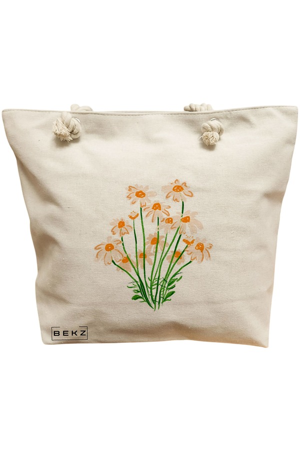 Geanta Canvas Tote pentru femei, model Margarete, 40x51 cm, Bej, BEKZ® 11 Geanta Canvas Tote pentru femei