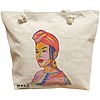 Geanta Canvas Tote pentru femei, model Portret Vibrant, 40x51 cm, Bej, BEKZ® 16 Geanta Canvas Tote pentru femei