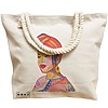 Geanta Canvas Tote pentru femei, model Portret Vibrant, 40x51 cm, Bej, BEKZ® 17 model Portret Vibrant