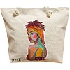 Geanta Canvas Tote pentru femei, model Portret Vibrant 3, 40x51 cm, Bej, BEKZ® 4 Geanta Canvas Tote pentru femei