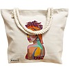 Geanta Canvas Tote pentru femei, model Portret Vibrant 3, 40x51 cm, Bej, BEKZ® 17 model Portret Vibrant 3