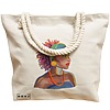Geanta Canvas Tote pentru femei, model Portret Vibrant 4, 40x51 cm, Bej, BEKZ® 17 model Portret Vibrant 4