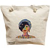 Geanta Canvas Tote pentru femei, model Portret Vibrant 5, 40x51 cm, Bej, BEKZ® 16 Geanta Canvas Tote pentru femei
