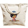Geanta Canvas Tote pentru femei, model Portret Vibrant 5, 40x51 cm, Bej, BEKZ® 17 model Portret Vibrant 5