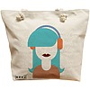 Geanta Canvas Tote pentru femei, model The Music Girl, 40x51 cm, Bej, BEKZ® 16 Geanta Canvas Tote pentru femei