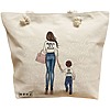 Geanta Canvas Tote pentru femei, model Mother of a prince, 40x51 cm, Bej, BEKZ® 16 Geanta Canvas Tote pentru femei