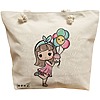 Geanta Canvas Tote pentru femei, model Cupcake girl, 40x51 cm, Bej, BEKZ® 17 Geanta Canvas Tote pentru femei