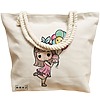Geanta Canvas Tote pentru femei, model Cupcake girl, 40x51 cm, Bej, BEKZ® 16 model Cupcake girl