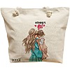 Geanta Canvas Tote pentru femei, model Mommy’s Girl, 40x51 cm, Bej, BEKZ® 16 Geanta Canvas Tote pentru femei