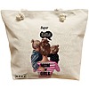 Geanta Canvas Tote pentru femei, model Super Mama, 40x51 cm, Bej, BEKZ® 16 Geanta Canvas Tote pentru femei