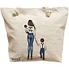 Geanta Canvas Tote pentru femei, model Mom of Boys, 40x51 cm, Bej, BEKZ® 16 Geanta Canvas Tote pentru femei