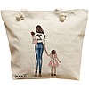 Geanta Canvas Tote pentru femei, model Mom of Girls, 40x51 cm, Bej, BEKZ® 16 Geanta Canvas Tote pentru femei