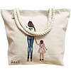 Geanta Canvas Tote pentru femei, model Mom of Girls, 40x51 cm, Bej, BEKZ® 17 model Mom of Girls