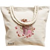 Geanta Canvas Tote pentru femei, model Floral Romance, 40x51 cm, Bej, BEKZ® 17 model Floral Romance