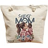 Geanta Canvas Tote pentru femei, model Super Mom 2, 40x51 cm, Bej, BEKZ® 16 Geanta Canvas Tote pentru femei