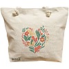 Geanta Canvas Tote pentru femei, model Inima Florala, 40x51 cm, Bej, BEKZ® 16 Geanta Canvas Tote pentru femei