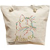 Geanta Canvas Tote pentru femei, model Meow, 40x51 cm, Bej, BEKZ® 16 Geanta Canvas Tote pentru femei