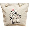 Geanta Canvas Tote pentru femei, model Cat Lover, 40x51 cm, Bej, BEKZ® 16 Geanta Canvas Tote pentru femei