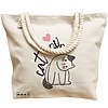 Geanta Canvas Tote pentru femei, model Cat Lover, 40x51 cm, Bej, BEKZ® 17 model Cat Lover