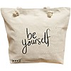 Geanta Canvas Tote pentru femei, model Be Yourself, 40x51 cm, Bej, BEKZ® 16 Geanta Canvas Tote pentru femei