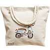 Geanta Canvas Tote pentru femei, model Floral Bike, 40x51 cm, Bej, BEKZ® 17 model Floral Bike