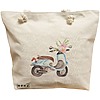 Geanta Canvas Tote pentru femei, model Floral Bike, 40x51 cm, Bej, BEKZ® 16 Geanta Canvas Tote pentru femei